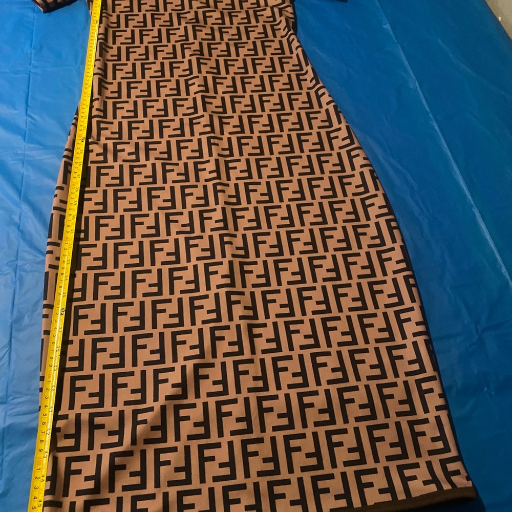 Fendi Tan and Black Monogram Dress